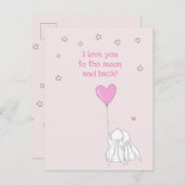 Carte Postale Aimez-vous à la lune et de retour ! Bons lapins (Devant / Derrière)