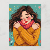 Carte Postale Aimez-vous | Fille se serrant la ceinture (Devant)