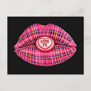 Carte Postale Aimez Ye Scottish Tartan Baiser les lèvres Écosse