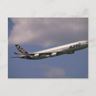 Carte Postale Airbus A-340, avion de ligne européen