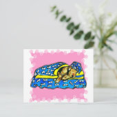 Carte Postale Airedale rose endormi (Debout devant)