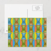 Carte Postale Airedale Terrier Chien Dessin-Dessin Pop-Art (Devant / Derrière)