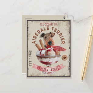 Carte Postale Airedale Terrier Crème glacée Funny Frozen Traitem