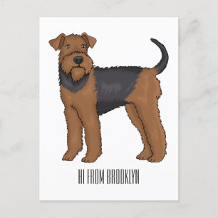 Carte Postale Airedale terrier dog cartoon