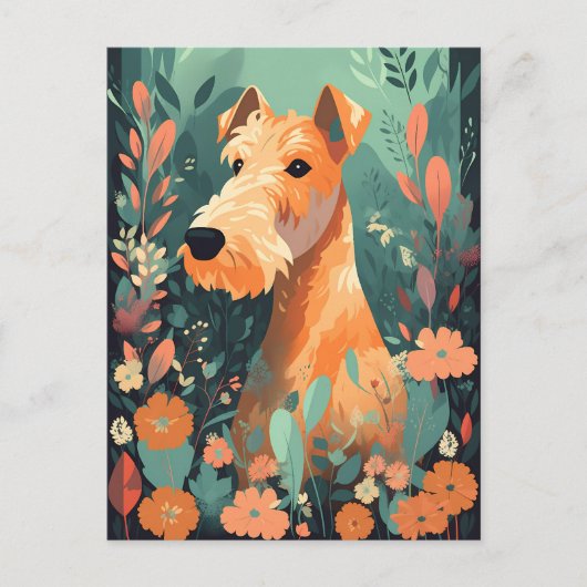 Carte Postale Airedale Terrier Fleurs de printemps Amoureux des (Devant)