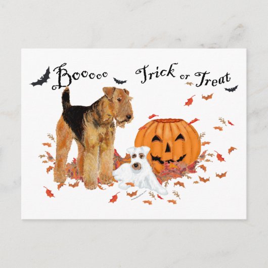 Carte Postale Airedale Terrier Halloween (Devant)