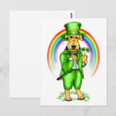 Carte Postale Airedale Terrier St. Patrick's Day Leprechaun (Devant / Derrière)