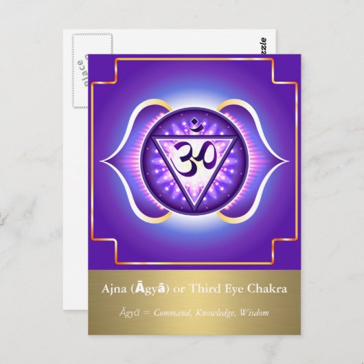 Carte Postale Ajna (Agyā) ou Third Eye Chakra (Devant / Derrière)