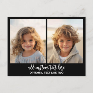 Carte Postale Ajouter 2 Photos - Collage Simple - Noir