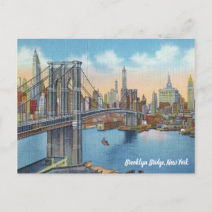 Carte Postale Ajouter du texte. Pont de Brooklyn vintage.