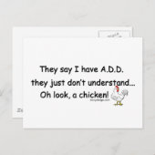 Carte Postale AJOUTER Humour poulet (Devant / Derrière)