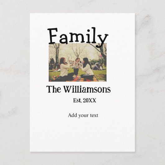 Carte Postale Ajouter le nom de famille photo année rustique vin (Devant)