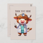 Carte Postale Ajouter le texte n'importe quel usage Vache infirm (Devant / Derrière)