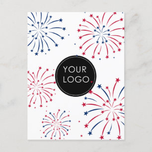 Carte Postale Ajouter un logo 4 juillet entreprise Fireworks