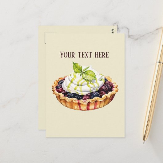 Carte Postale Ajouter un message à la tarte aux mignons (Devant/Arrière en situation)