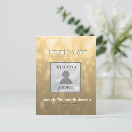 Carte Postale Ajouter une image| Merci | Or (Debout devant)