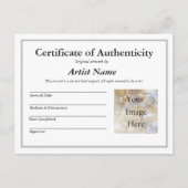 Carte Postale Ajouter une photo d'art Certificat d'authenticité  (Devant)
