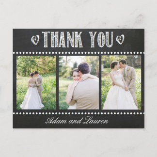 Carte Postale Ajouter vos propres photos Chalkboard Merci