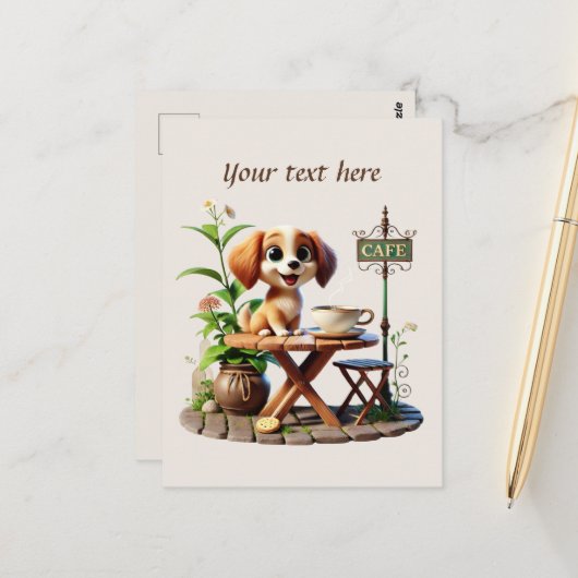 Carte Postale Ajouter votre café texte (Devant/Arrière en situation)