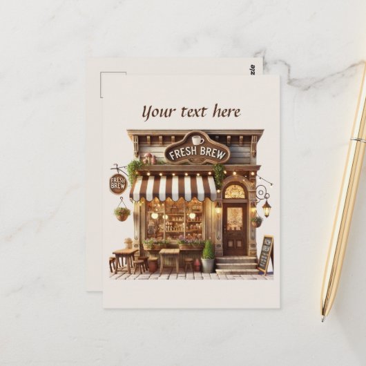 Carte Postale Ajouter votre café texte (Devant/Arrière en situation)