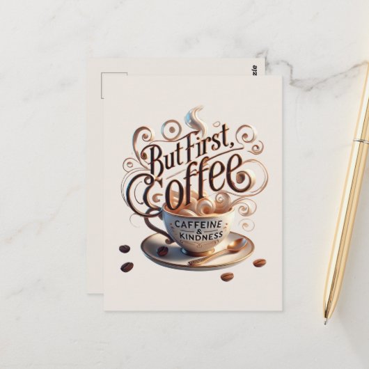 Carte Postale Ajouter votre café texte (Devant/Arrière en situation)