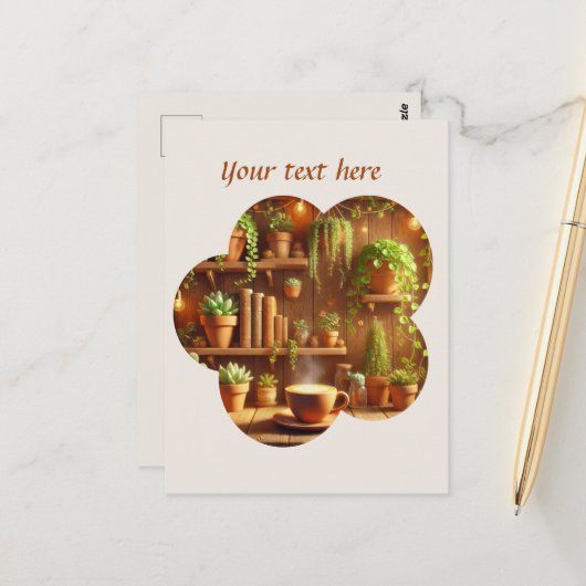 Carte Postale Ajouter votre café texte (Devant/Arrière en situation)