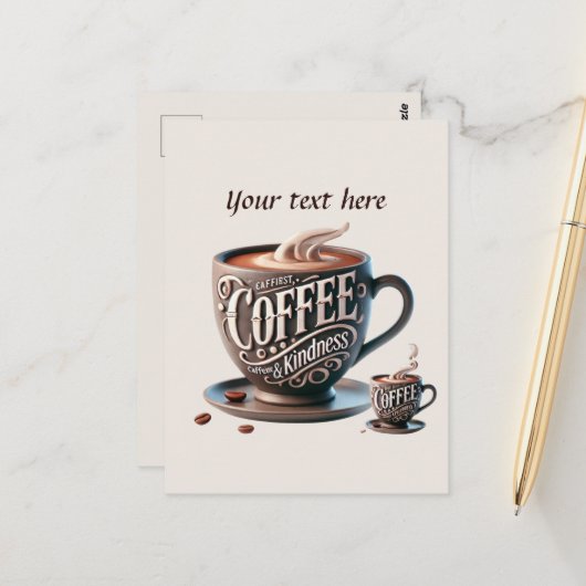 Carte Postale Ajouter votre café texte (Devant/Arrière en situation)