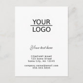 Carte Postale Ajouter votre logo avec promotion de texte personn (Devant)