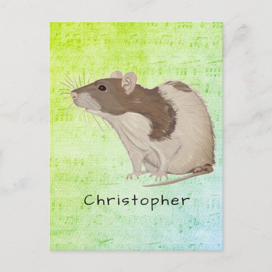 Carte Postale Ajouter Votre Nom Rat Design (Devant)
