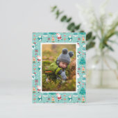 Carte Postale Ajouter votre photo | Motif de Noël mignon (Debout devant)