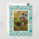 Carte Postale Ajouter votre photo | Motif de Noël mignon (Devant / Derrière)