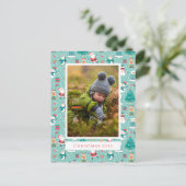 Carte Postale Ajouter votre photo | Motif de Noël mignon (Debout devant)