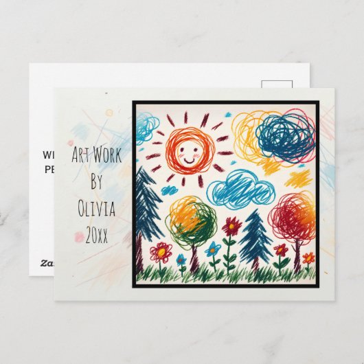 Carte Postale Ajoutez les créations de vos enfants à ce Noël (Devant / Derrière)