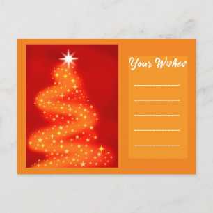 Carte Postale Ajoutez votre souhait Arbre de Noël rouge et or
