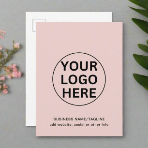 Carte Postale Ajoutez votre texte et logo l Rose bonbon promotio