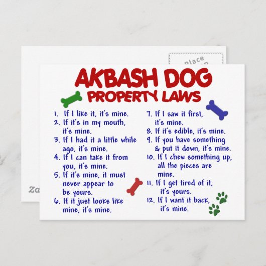 Carte Postale AKBASH DOG, propriété Lois 2 (Devant / Derrière)