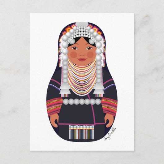 Carte postale Akha de Thaïlande Matryoshka (Devant)