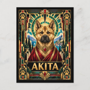 Carte Postale Akita, Chien Art Déco