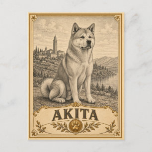 Carte Postale Akita, Chien du Patrimoine Vintage