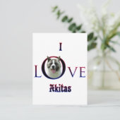Carte Postale Akita I Love (Debout devant)