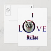 Carte Postale Akita I Love (Devant / Derrière)