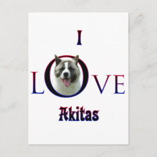 Carte Postale Akita I Love