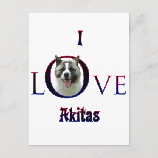 Carte Postale Akita I Love (Devant)