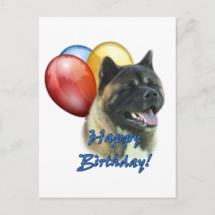 Carte Postale Akita Joyeux Ballons d'anniversaire