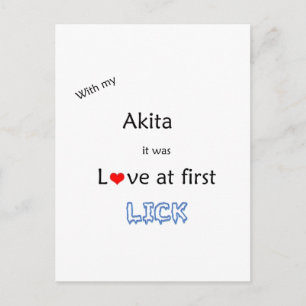 Carte Postale Akita Love à First Lick