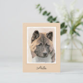 Carte Postale Akita Peinture - Cute Original Chien Art (Debout devant)