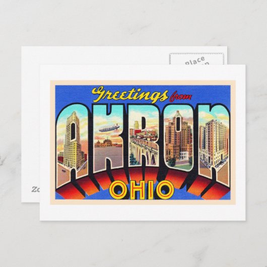 Carte postale Akron Ohio OH Vintage (Devant / Derrière)