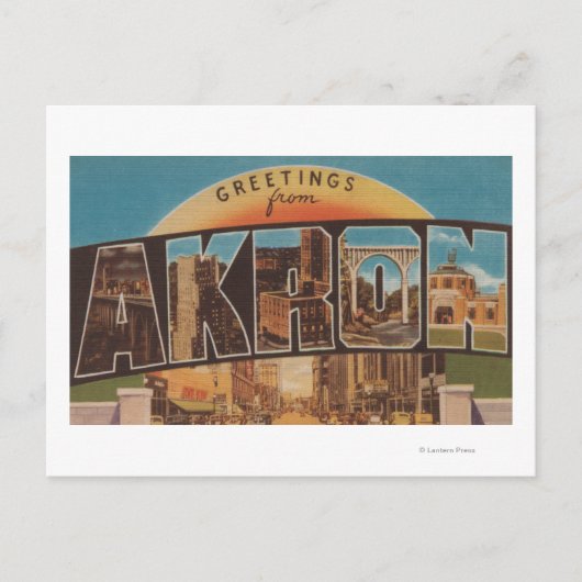 Carte Postale Akron, Ohio Scènes de grandes lettresAkron, OH (Devant)