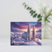 Carte Postale Akureyrarkirkja Islande (Debout devant)