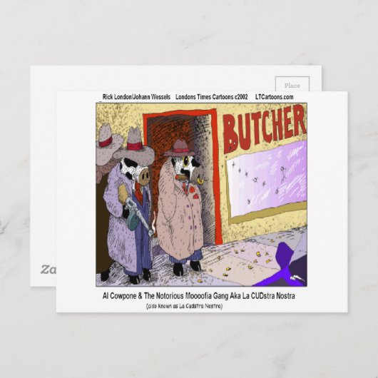 Carte Postale Al Cowpone & Moofia Gang Vaches Drôle (Devant / Derrière)